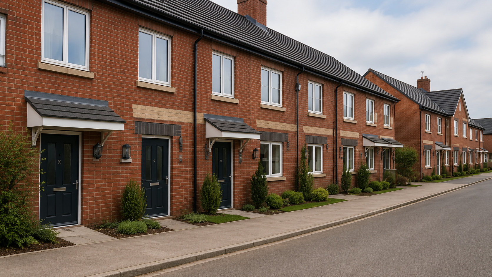 Row of social housing homes